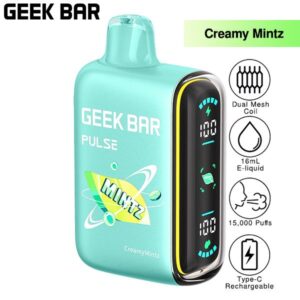 Geek Bar | Pulse Mintz Edition Disposable (Pack of 5) | 16 mL / 15000 puffs | Creamy Mintz | 50mg