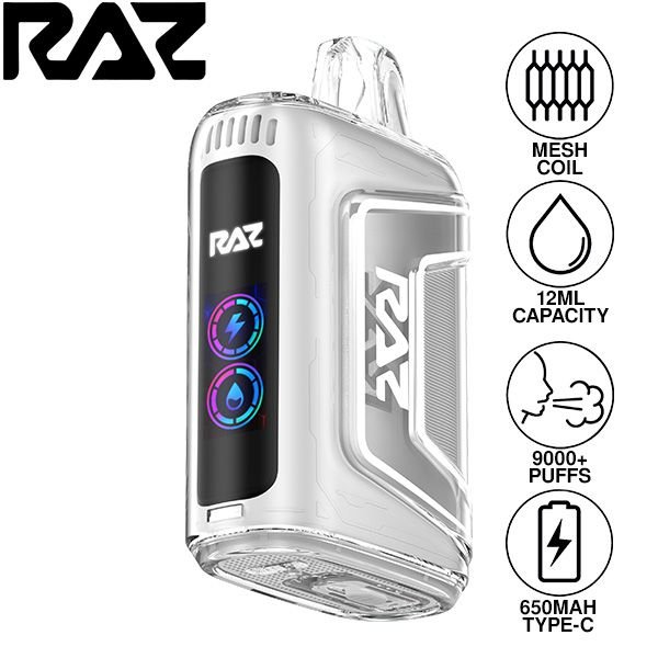 Raz | TN9000 Disposable (Pack of 5) | 12 mL / 9000 puffs | Clear | 50mg