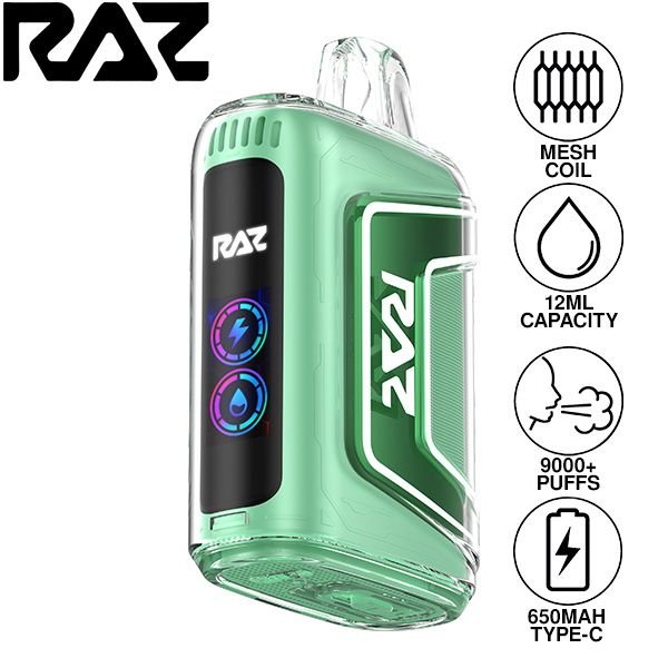Raz | TN9000 Disposable (Pack of 5) | 12 mL / 9000 puffs | Miami Mint | 50mg